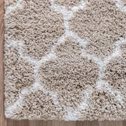 Discount Wohnen Läufer Teppich mit Kachelmuster und hohem Flor - Mocorapo