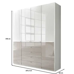 Clearance Wohnen 1,98m Kombi-Kleiderschrank mit Glasfront - Pascan
