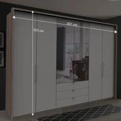 Outlet Wohnen 3m Topp Kleiderschrank 3-türig mit Spiegel - Vaclyn