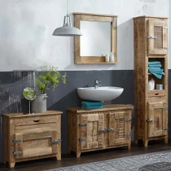 Hot Wohnen Mango Holz Badezimmermöbel im Set - Suennas (vierteilig)