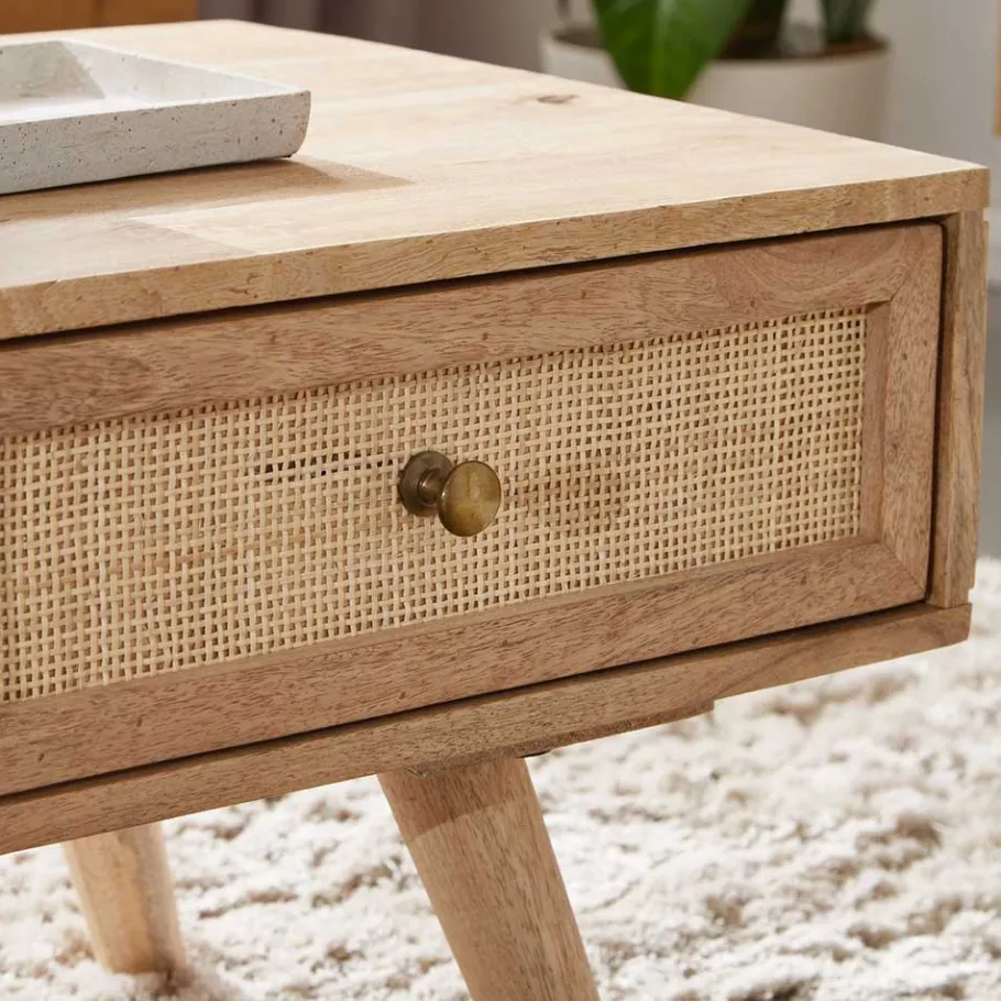 Sale Wohnen Mangoholz Couchtisch mit Fach & Schublade - Kanados