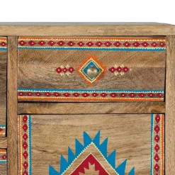 Hot Wohnen Mangoholz Kommode mit Ethno Ornamenten - Linall