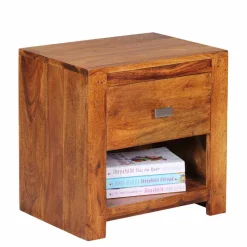 New Wohnen Markanter Nachttisch Hoslo aus Holz massiv