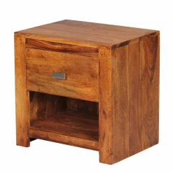 New Wohnen Markanter Nachttisch Hoslo aus Holz massiv