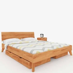 Clearance Wohnen Massives Holz Doppelbett mit Stauraum - Junola