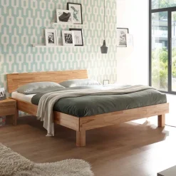 Outlet Wohnen Massives Kernbuche Bett mit Kopfteil - Sotrigo