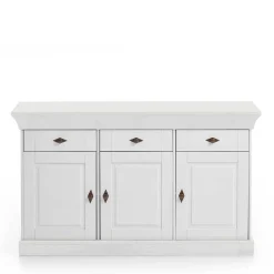 Outlet Wohnen Massives Kiefer Sideboard Satumare in Weiß
