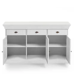 Outlet Wohnen Massives Kiefer Sideboard Satumare in Weiß