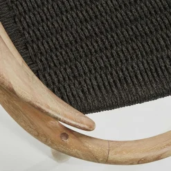 Best Wohnen Massivholz Armlehnstuhl mit Geflecht Sitz Anela aus Kordel Grau (4er Set)
