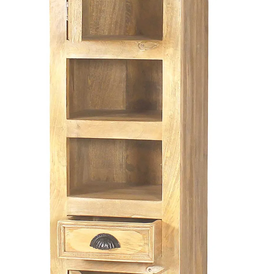 Sale Wohnen Massivholz Bad Hochschrank in Sandfarben - Runiasa