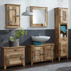 Discount Wohnen Massivholz Badmöbel aus Mango - Suennas (fünfteilig)