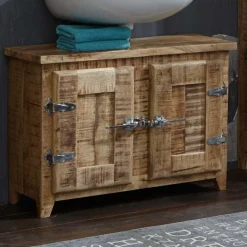 Discount Wohnen Massivholz Badmöbel aus Mango - Suennas (fünfteilig)