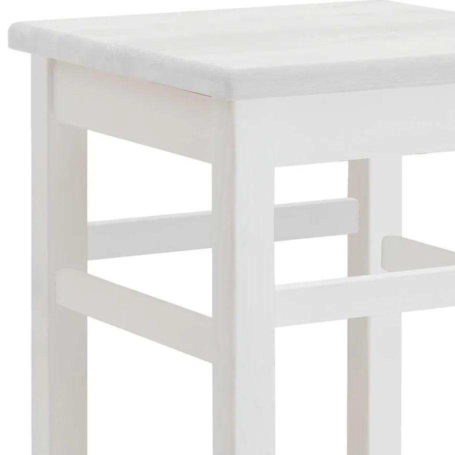 Outlet Wohnen Massivholz Barhocker in Weiß lackiert - Zanaris