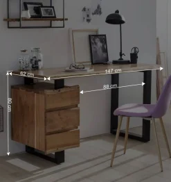 Discount Wohnen Massivholz Baumkanten Schreibtisch 147x80 - Necrus