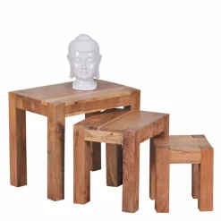 Clearance Wohnen Massivholz Beistelltische Vislan im Set (dreiteilig)