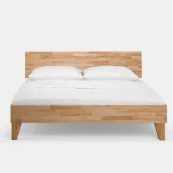 Discount Wohnen Massivholz Doppelbett Acientra aus Kernbuche geölt (dreiteilig)
