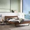 Discount Wohnen Massivholz Doppelbett in Braun Nussbaum - Charlots