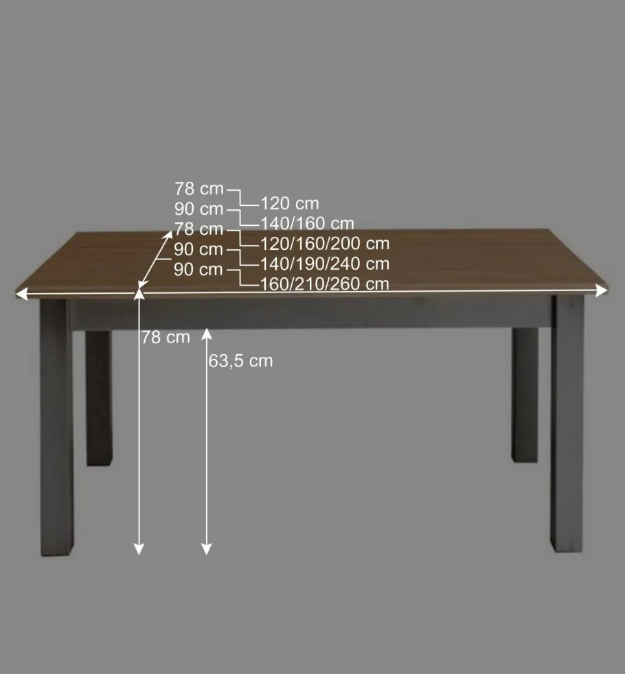 Discount Wohnen Massivholz Esstisch Ziamora in Grau Kiefer