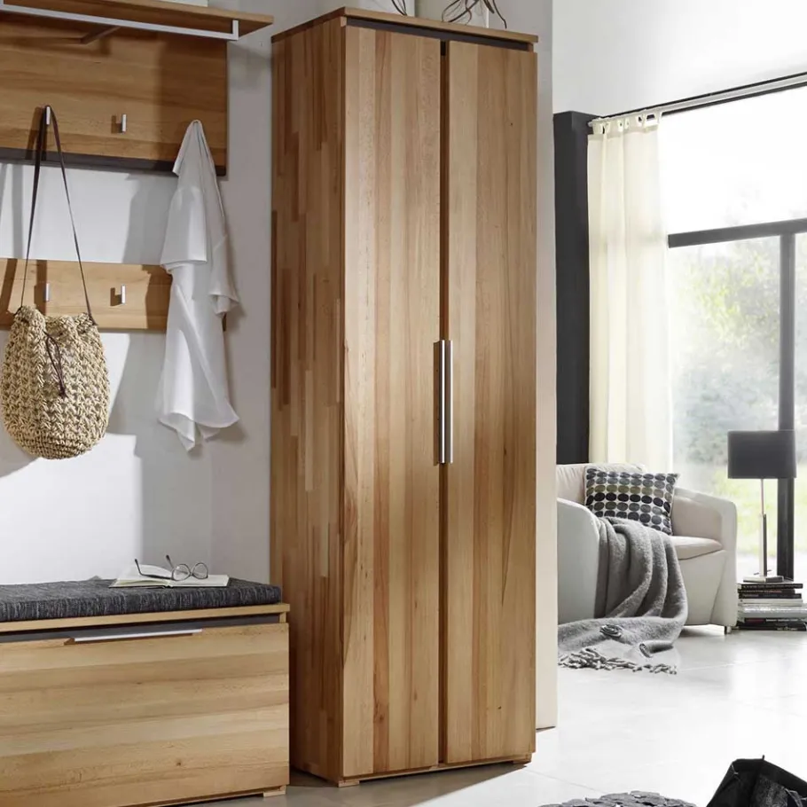 New Wohnen Massivholz Garderobenschrank Leyrina aus Kernbuche geölt