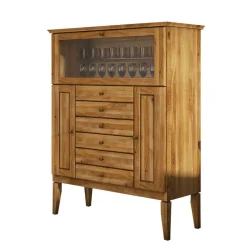 Sale Wohnen Massivholz Highboard Masdamos mit Glasklappe