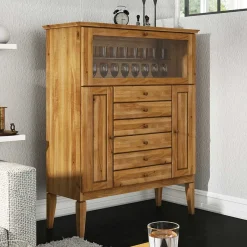 Sale Wohnen Massivholz Highboard Masdamos mit Glasklappe