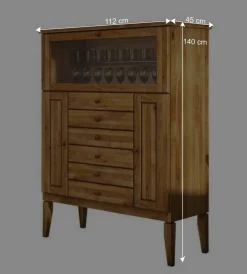 Sale Wohnen Massivholz Highboard Masdamos mit Glasklappe