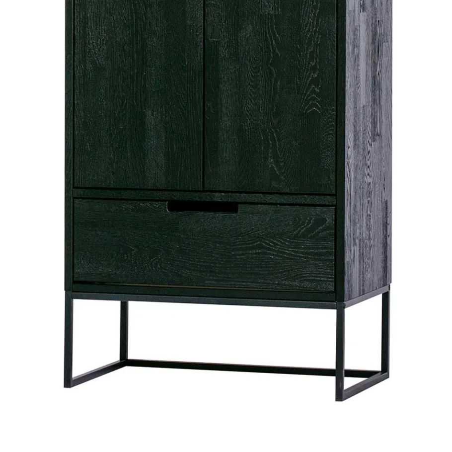 Discount Wohnen Massivholz Schrank in Schwarz - Almery