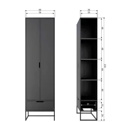 Discount Wohnen Massivholz Schrank in Schwarz - Almery