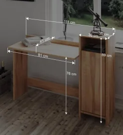 Clearance Wohnen Massivholz Schreibtisch Salomonia mit Schrank