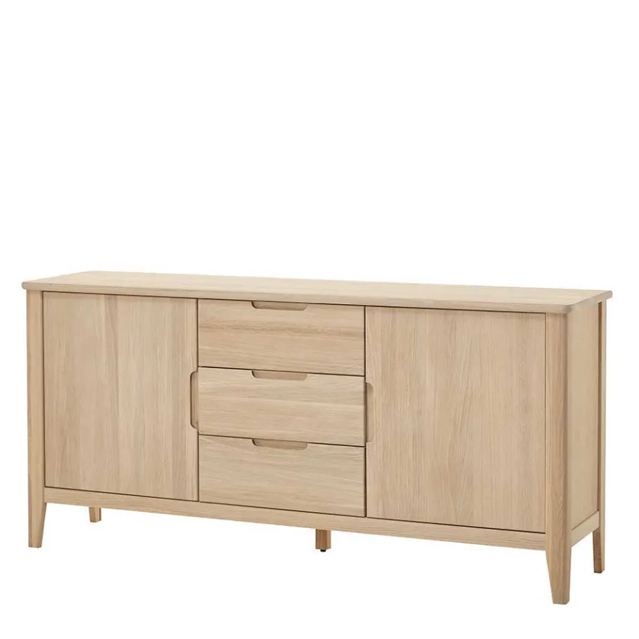 New Wohnen Massivholz Sideboard in Eiche Bianco - Vangus