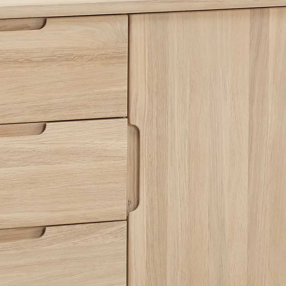 New Wohnen Massivholz Sideboard in Eiche Bianco - Vangus