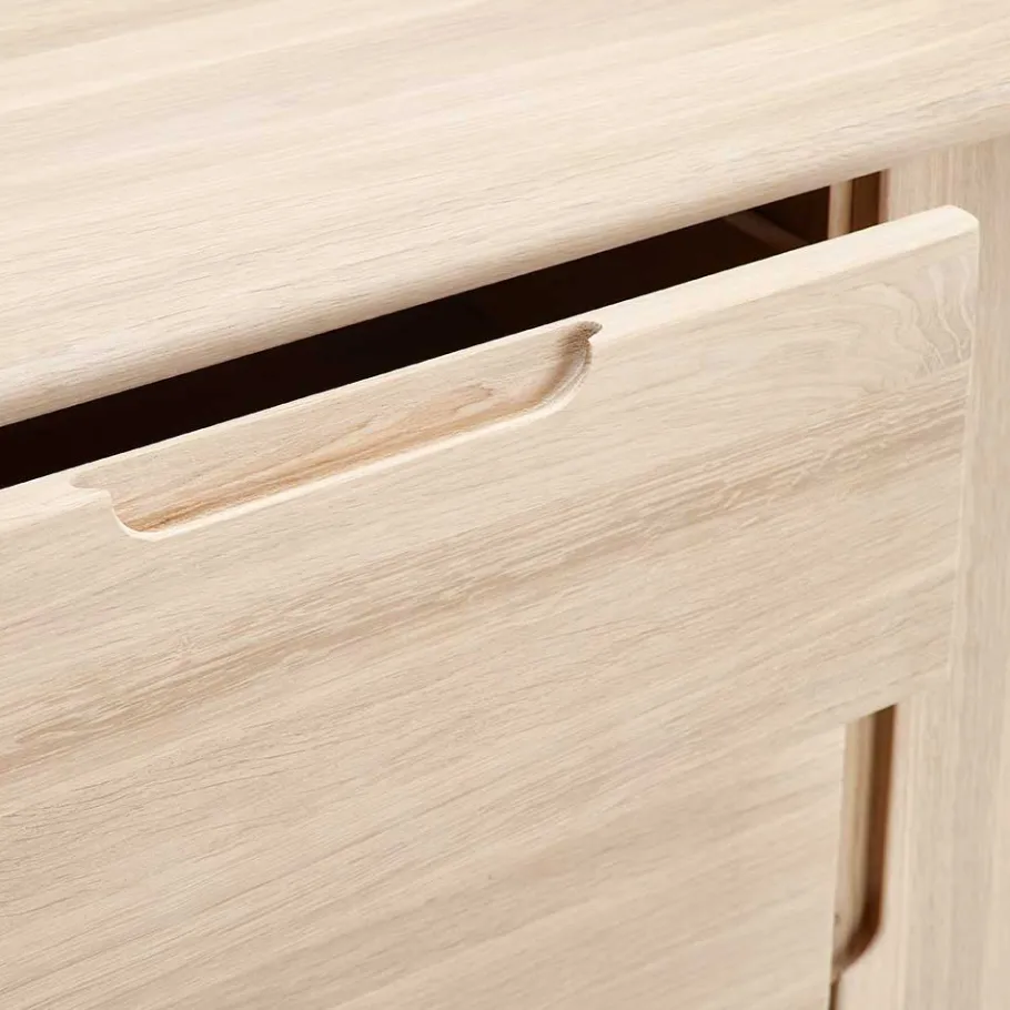 New Wohnen Massivholz Sideboard in Eiche Bianco - Vangus