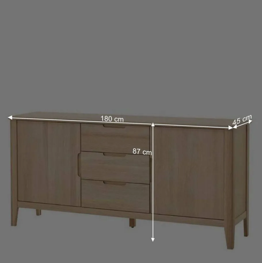 New Wohnen Massivholz Sideboard in Eiche Bianco - Vangus