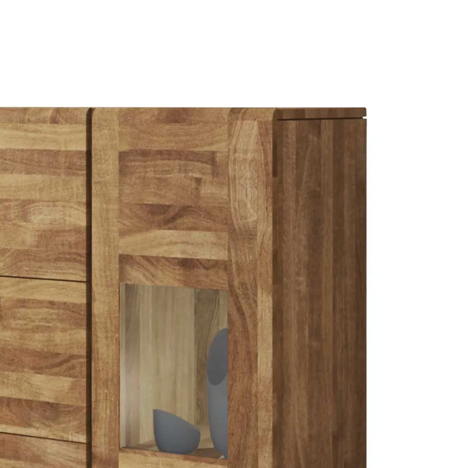 Wohnen Massivholz Sideboard Vaskov aus Wildeiche geölt Glas