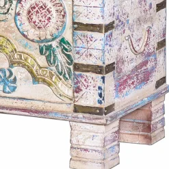 New Wohnen Massivholz Truhe im Boho Style - Akeno