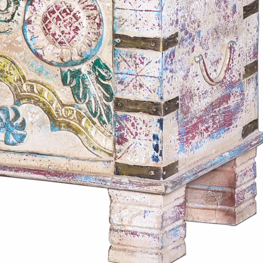 New Wohnen Massivholz Truhe im Boho Style - Akeno