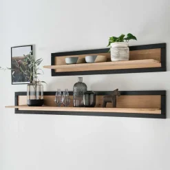 Clearance Wohnen Massivholz Wandboard in Natur & Schwarz - Embleys