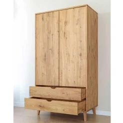 Sale Wohnen Massivholz-Kleiderschrank mit zwei Schubladen - Fabijola
