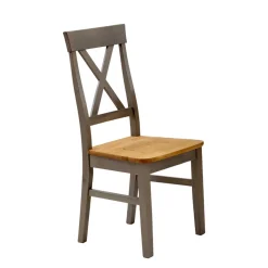 Sale Wohnen Massivholzstuhl Cempino in Grau Kiefer (2er Set)