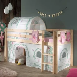 Outlet Wohnen Mädchen Abenteuer Hochbett in Kiefer Natur - Ashford