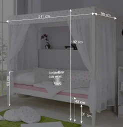 Outlet Wohnen Mädchen Himmelbett Williams mit Baldachin