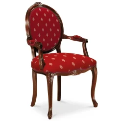 Clearance Wohnen Medaillonstuhl mit Armlehnen in Nussbaum & Rot - Adagiona