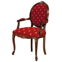Clearance Wohnen Medaillonstuhl mit Armlehnen in Nussbaum & Rot - Adagiona
