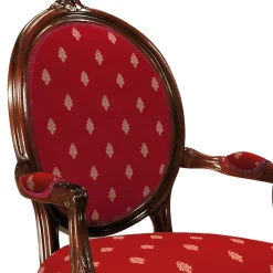 Clearance Wohnen Medaillonstuhl mit Armlehnen in Nussbaum & Rot - Adagiona