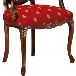Clearance Wohnen Medaillonstuhl mit Armlehnen in Nussbaum & Rot - Adagiona
