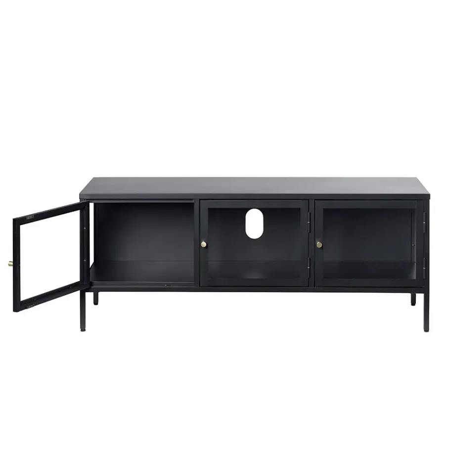 Best Wohnen Metall Lowboard Vitrine in Schwarz - Feliz