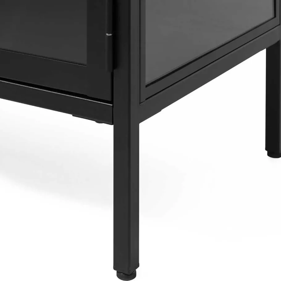 Best Wohnen Metall Lowboard Vitrine in Schwarz - Feliz