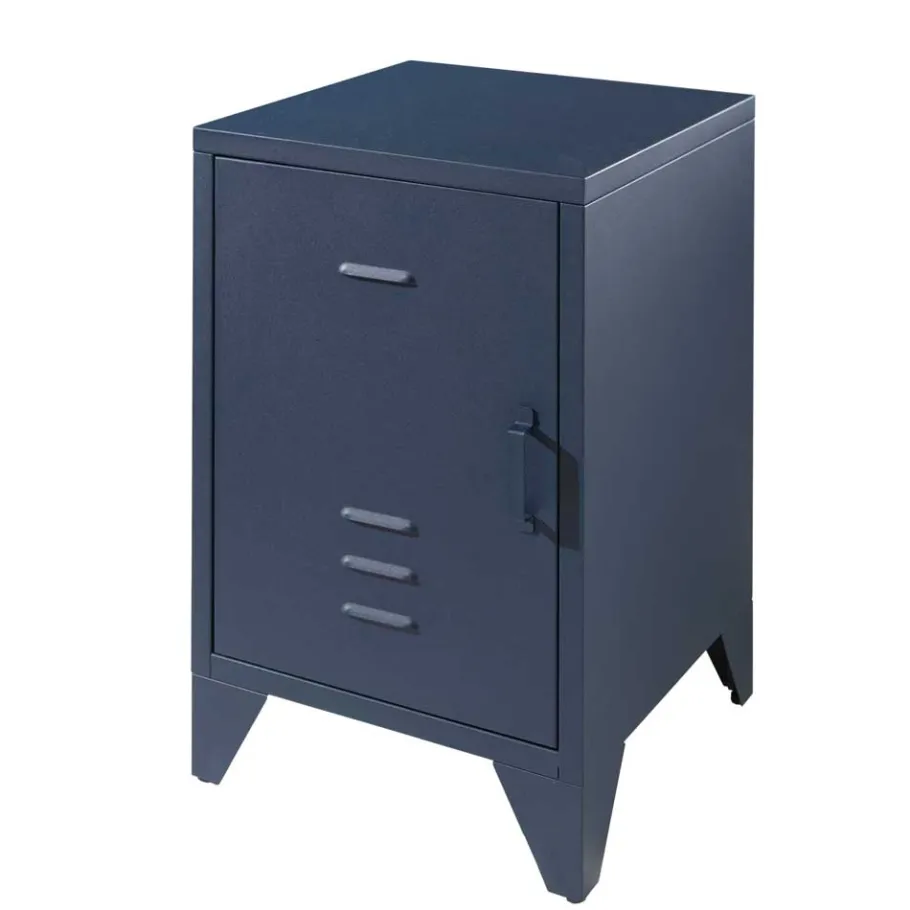 Wohnen Metall Nachtschrank in Blau - 1-türig - Nostalgic