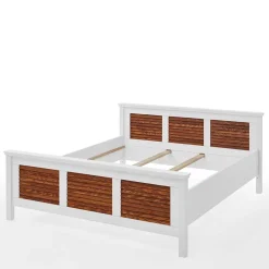 Hot Wohnen Modern Country Bett in Weiß mit Bernstein - Chako
