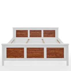 Hot Wohnen Modern Country Bett in Weiß mit Bernstein - Chako